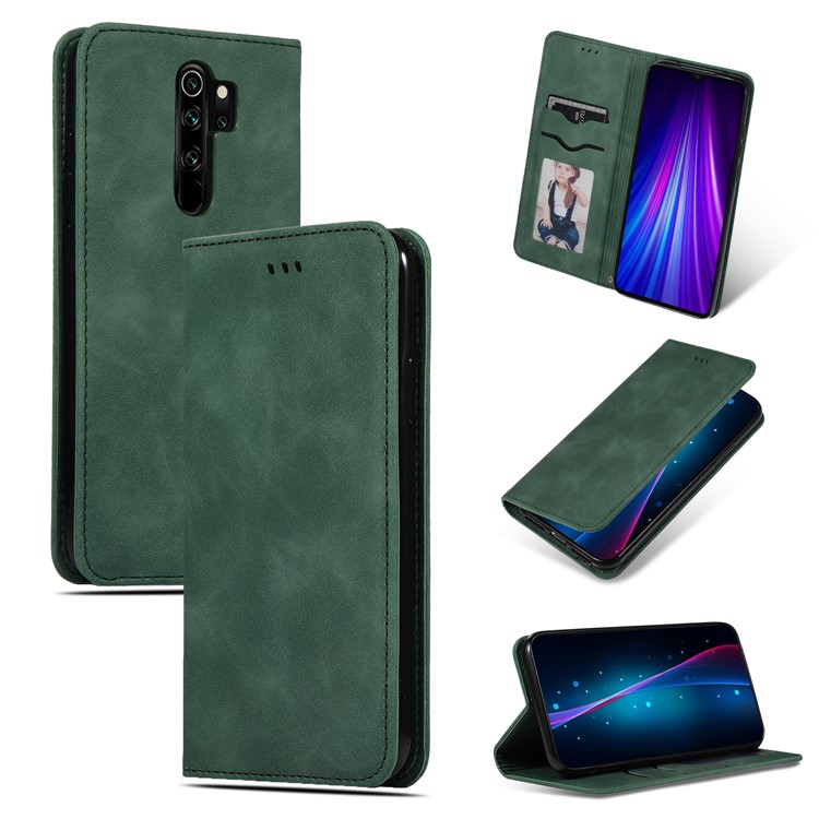 Business Style PU Leather Stand Phone Case for Xiaomi Redmi Note 8 Pro - Green-1