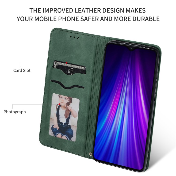 Business Style PU Leather Stand Phone Case for Xiaomi Redmi Note 8 Pro - Green-3