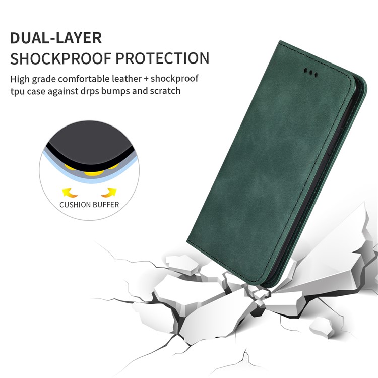 Business Style PU Leather Stand Phone Case for Xiaomi Redmi Note 8 Pro - Green-6