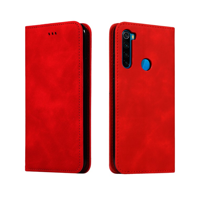 Business Style PU Leather Stand Phone Case with Card Slots Covering for Xiaomi Redmi Note 8 - Red-2