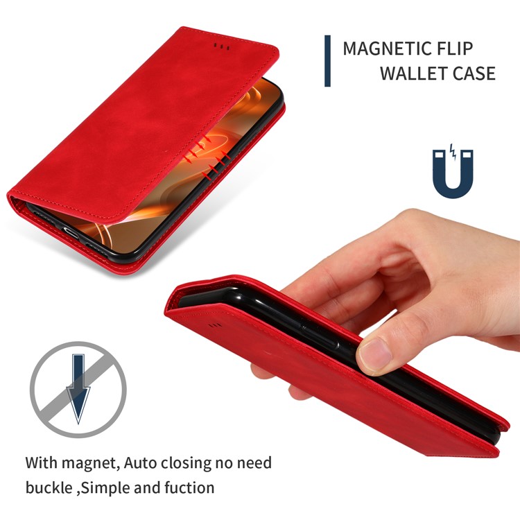 Business Style PU Leather Stand Phone Case with Card Slots Covering for Xiaomi Redmi Note 8 - Red-4