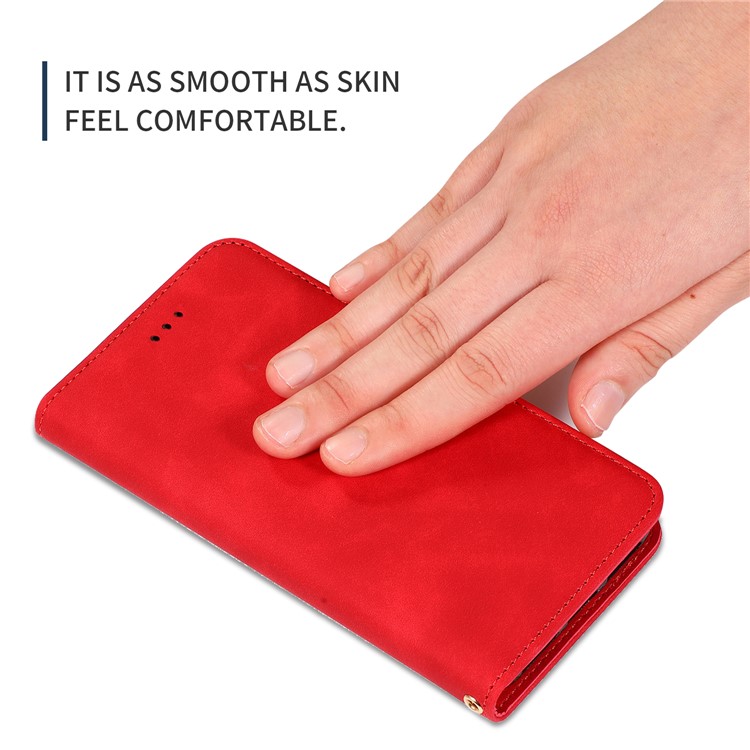 Business Style PU Leather Stand Phone Case with Card Slots Covering for Xiaomi Redmi Note 8 - Red-8