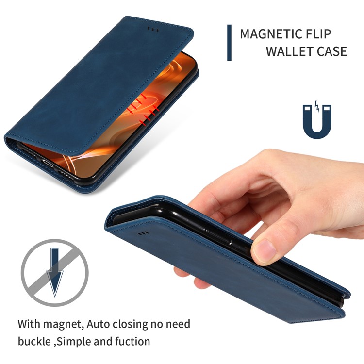 Business Style PU Leather Stand Phone Case with Card Slots Covering for Xiaomi Redmi Note 8 - Blue-4