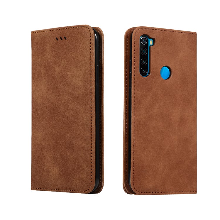 Business Style PU Leather Stand Phone Case with Card Slots Covering for Xiaomi Redmi Note 8 - Brown-2