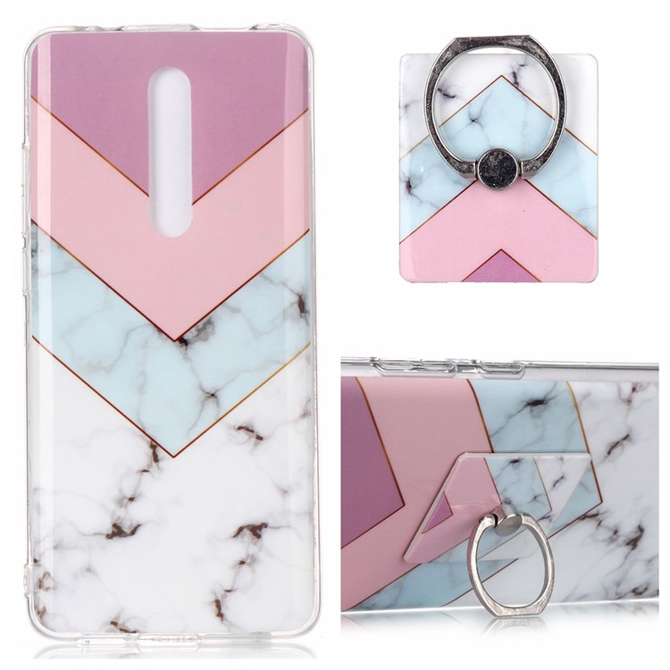 Marble Pattern IMD TPU + Finger Ring Kickstand Phone Covering for Xiaomi Redmi K20 / Mi 9T/ K20 Pro / Mi 9T Pro - Style D-1