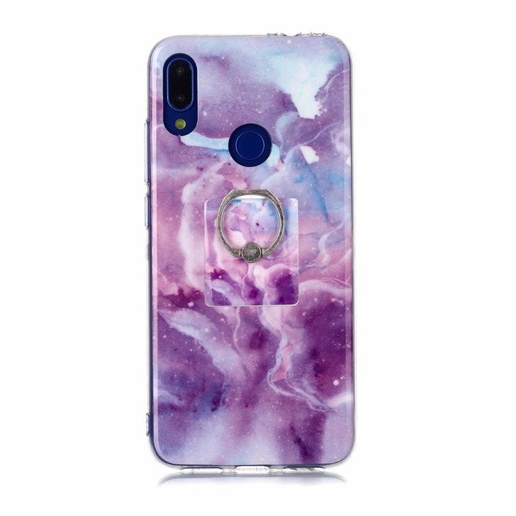 Marble Pattern IMD TPU Phone Case with Finger Ring Kickstand Shell for Xiaomi Redmi Note 7/7 Pro (India)/7S - Style B-2