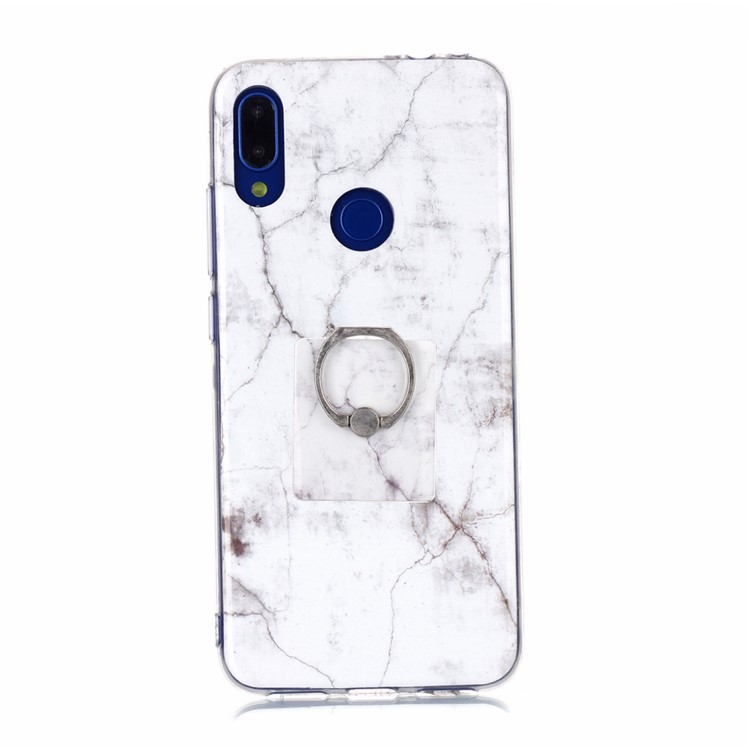 Marble Pattern IMD TPU Phone Case with Finger Ring Kickstand Shell for Xiaomi Redmi Note 7/7 Pro (India)/7S - Style F-2