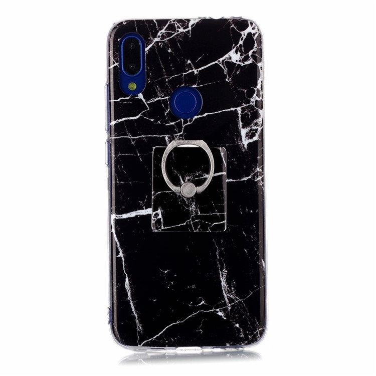 Marble Pattern IMD TPU Phone Case with Finger Ring Kickstand Shell for Xiaomi Redmi Note 7/7 Pro (India)/7S - Style G-2