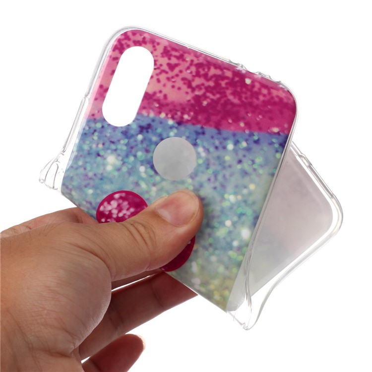 Marble Pattern IMD TPU Phone Case with Finger Ring Kickstand Shell for Xiaomi Redmi Note 7/7 Pro (India)/7S - Style I-3