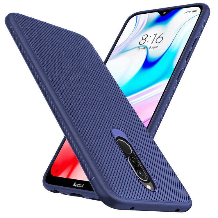 LENUO Twill Texture TPU Shell for Xiaomi Redmi 8 - Dark Blue-1