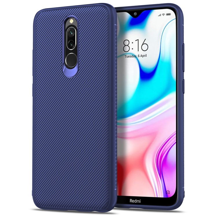 LENUO Twill Texture TPU Shell for Xiaomi Redmi 8 - Dark Blue-2