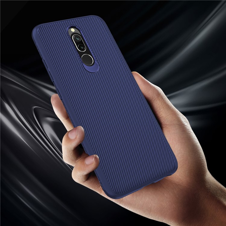 LENUO Twill Texture TPU Shell for Xiaomi Redmi 8 - Dark Blue-5