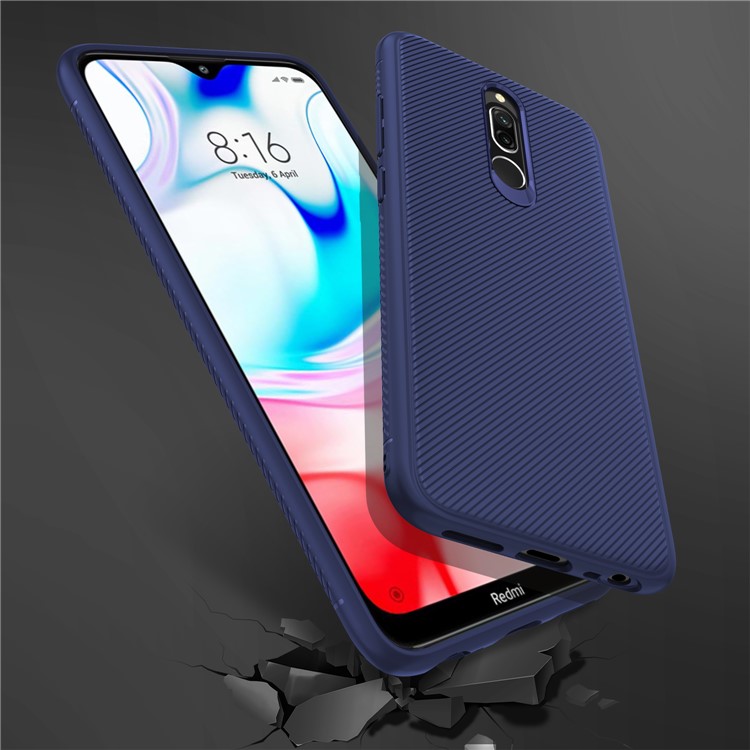 LENUO Twill Texture TPU Shell for Xiaomi Redmi 8 - Dark Blue-6