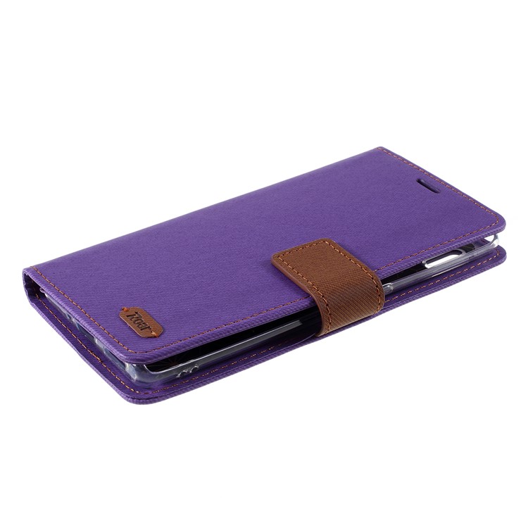 ROAR Twill Grain Leather Wallet Stand Case for Xiaomi Redmi Note 8 - Purple-4