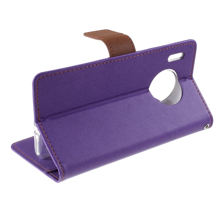 ROAR Twill Grain Leather Wallet Stand Case for Xiaomi Redmi Note 8 - Purple-5