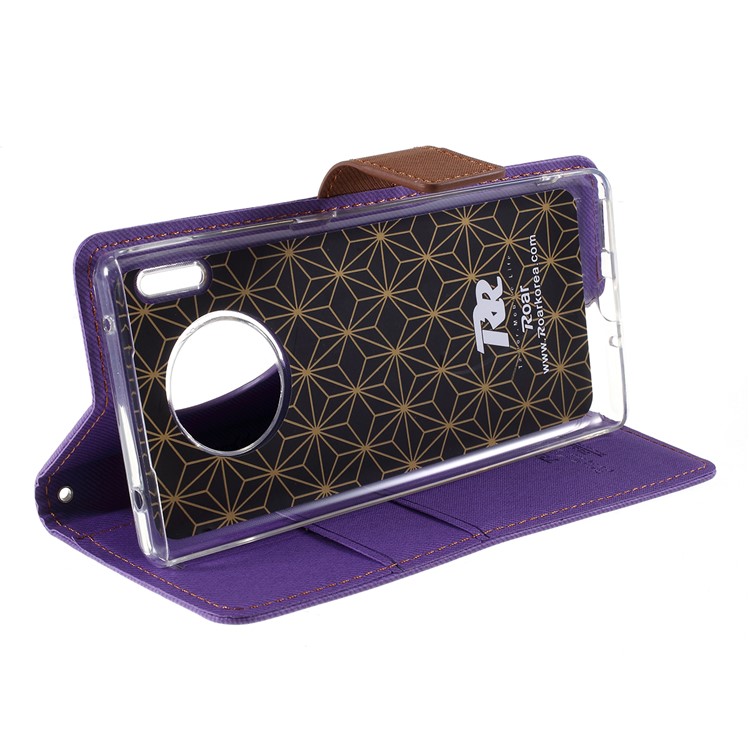 ROAR Twill Grain Leather Wallet Stand Case for Xiaomi Redmi Note 8 - Purple-6