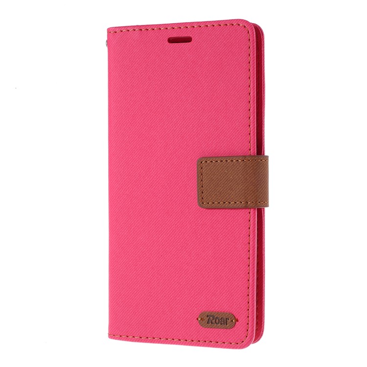ROAR Twill Grain Leather Wallet Stand Case for Xiaomi Redmi Note 8 - Rose-2