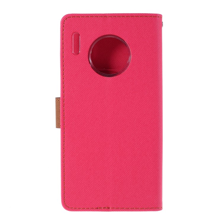 ROAR Twill Grain Leather Wallet Stand Case for Xiaomi Redmi Note 8 - Rose-3