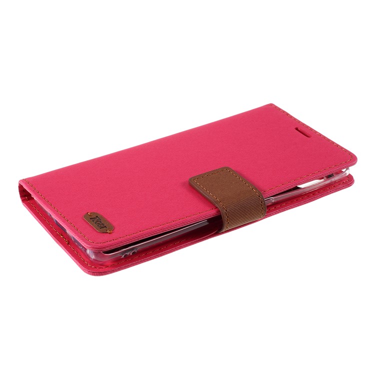 ROAR Twill Grain Leather Wallet Stand Case for Xiaomi Redmi Note 8 - Rose-4