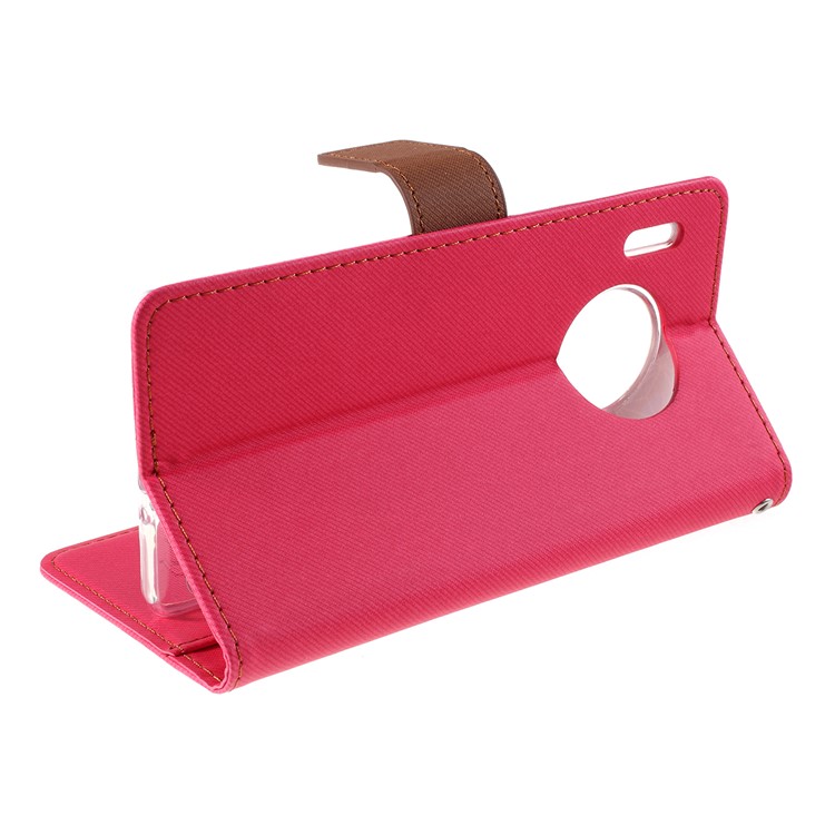 ROAR Twill Grain Leather Wallet Stand Case for Xiaomi Redmi Note 8 - Rose-5
