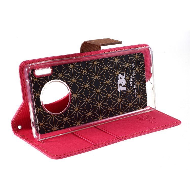 ROAR Twill Grain Leather Wallet Stand Case for Xiaomi Redmi Note 8 - Rose-6