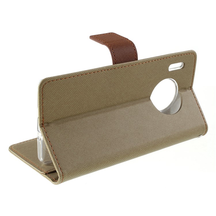 ROAR Twill Grain Leather Wallet Stand Case for Xiaomi Redmi Note 8 - Khaki-5