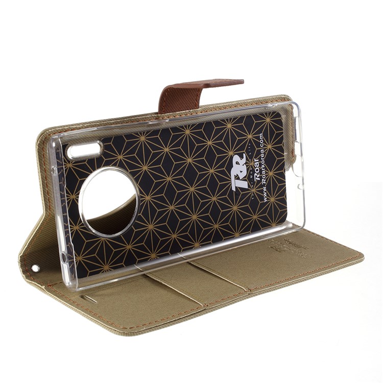 ROAR Twill Grain Leather Wallet Stand Case for Xiaomi Redmi Note 8 - Khaki-6