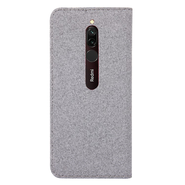 Linen Fabric PU Leather Card Storage Casing Shell for Xiaomi Redmi 8 - Grey-3