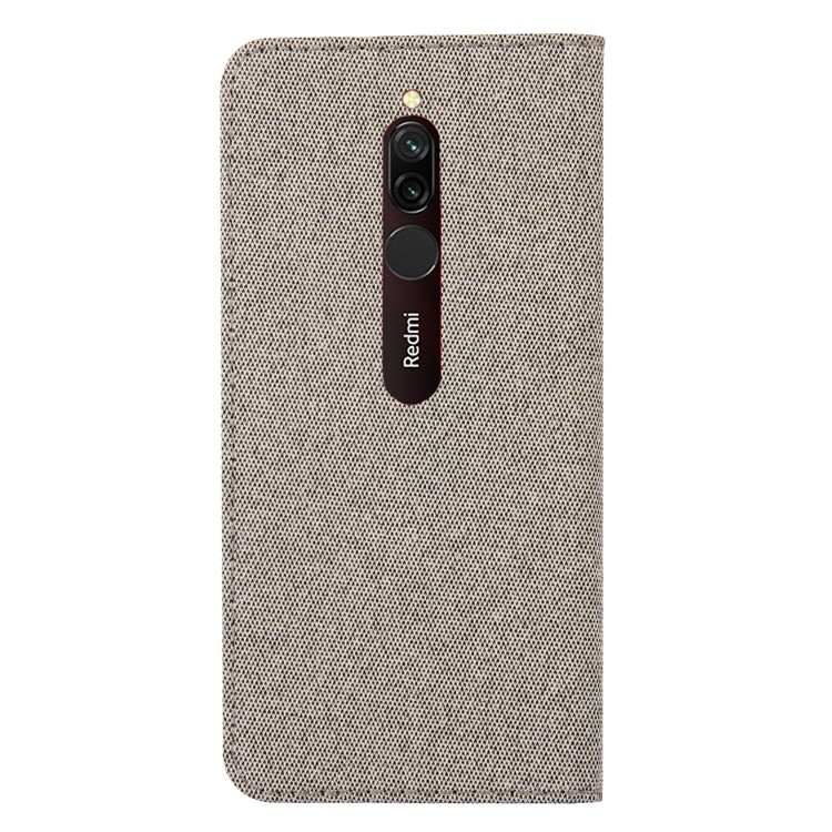 Linen Fabric PU Leather Card Storage Casing Shell for Xiaomi Redmi 8 - Khaki-3