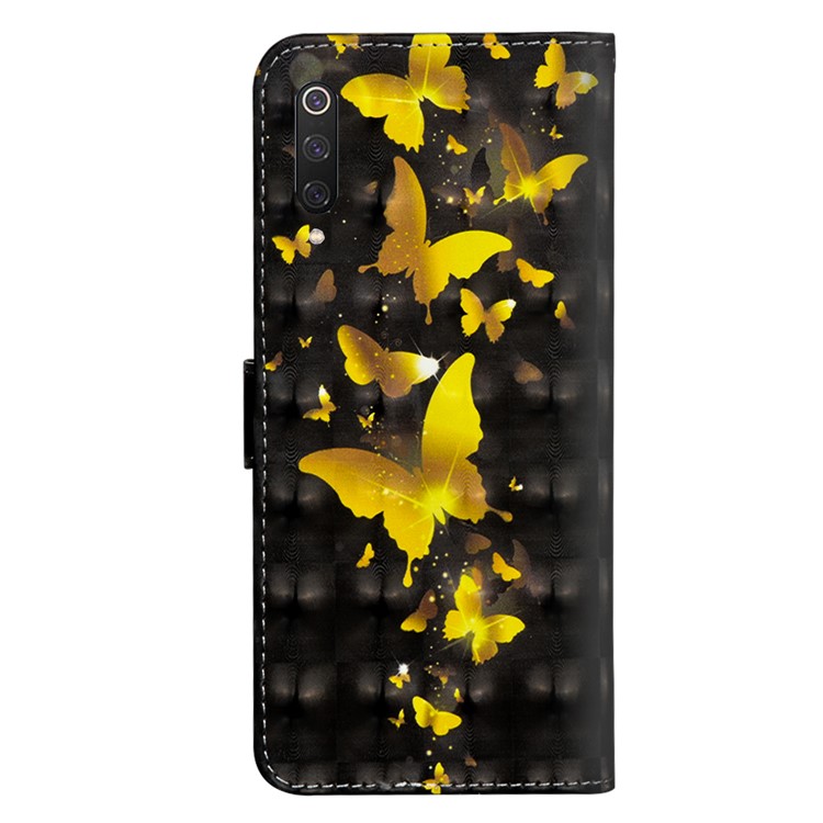 Light Spot Decor Pattern Printing Leather Wallet Phone Cover with Strap for Xiaomi Mi 9 Pro - Gold Butterflies-3
