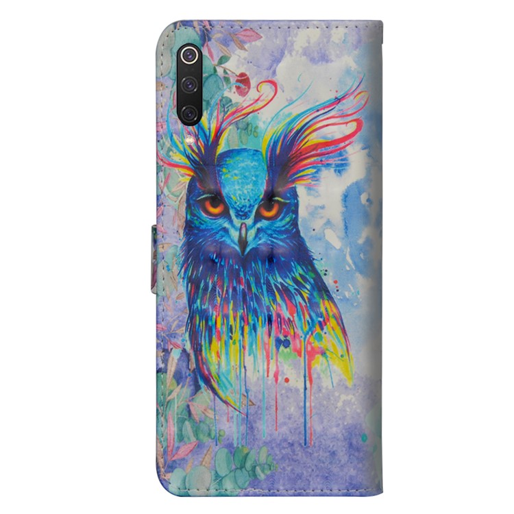 Light Spot Decor Pattern Printing Leather Wallet Phone Cover with Strap for Xiaomi Mi 9 Pro - Colorful Owl-3