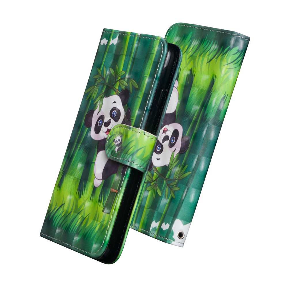 Light Spot Decor Patrón de Impresión Funda de Cuero de Billetera Con Correa Para Xiaomi Redmi 8 - Panda de Bambú