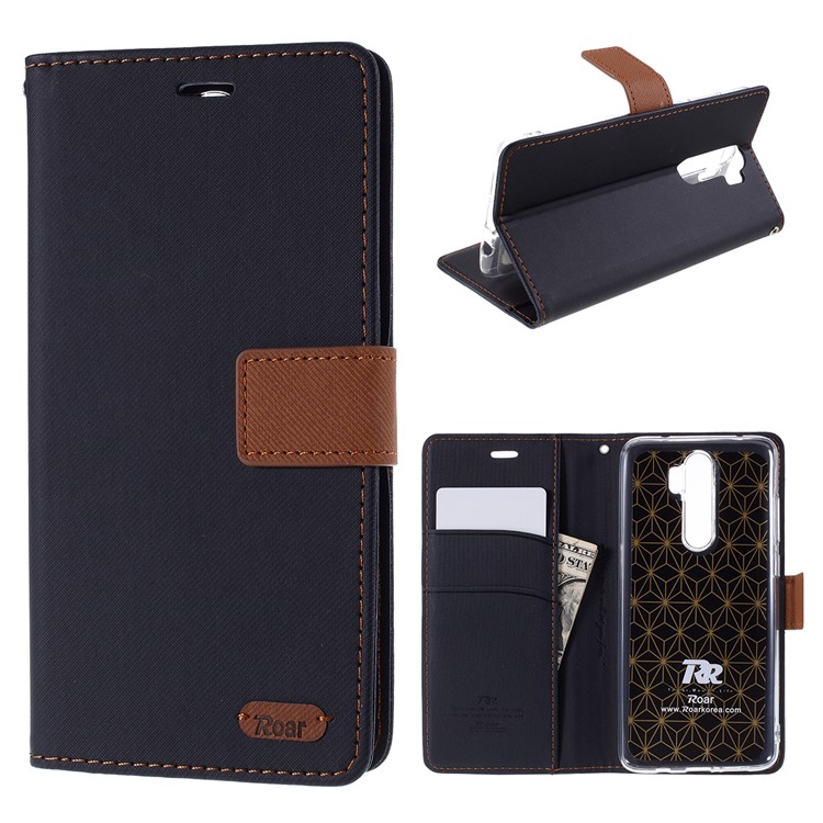 ROAR Twill Skin Wallet Leather Case for Xiaomi Redmi Note 8 Pro - Black-1
