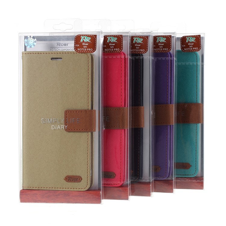 ROAR Twill Skin Wallet Leather Case for Xiaomi Redmi Note 8 Pro - Black-11
