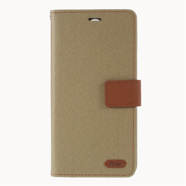ROAR Twill Skin Wallet Leather Case for Xiaomi Redmi Note 8 Pro - Khaki-1
