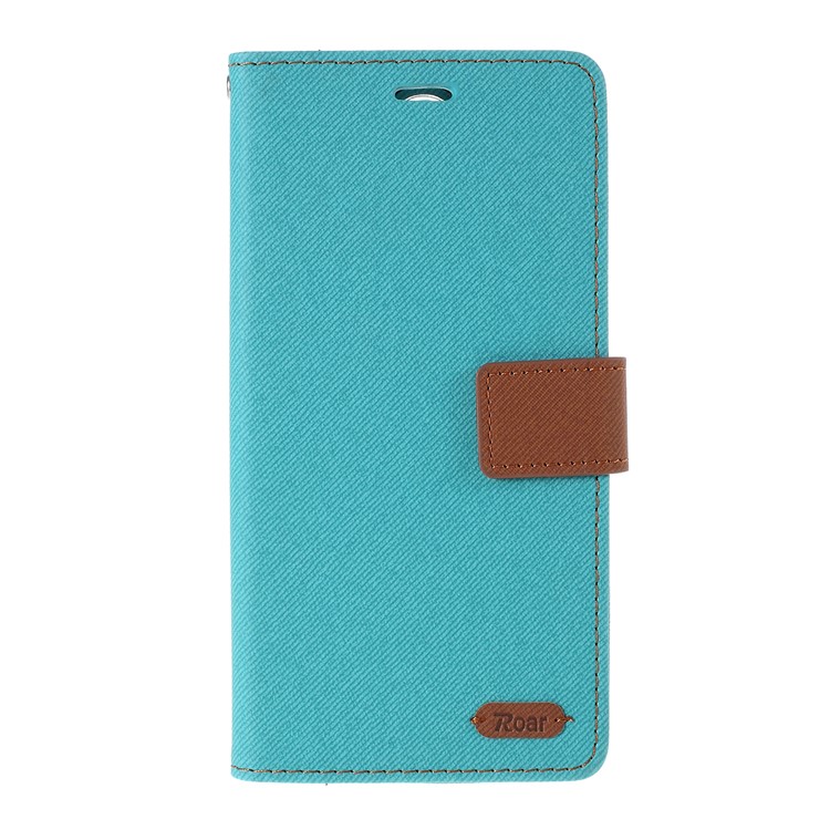 ROAR Twill Skin Wallet Leather Case for Xiaomi Redmi Note 8 Pro - Cyan-1