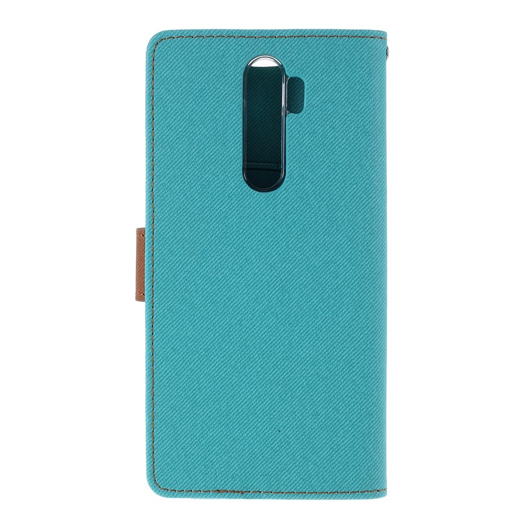 ROAR Twill Skin Wallet Leather Case for Xiaomi Redmi Note 8 Pro - Cyan-3