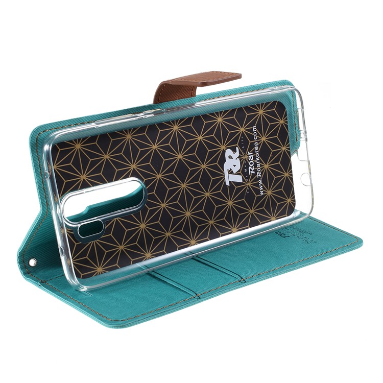 ROAR Twill Skin Wallet Leather Case for Xiaomi Redmi Note 8 Pro - Cyan-6
