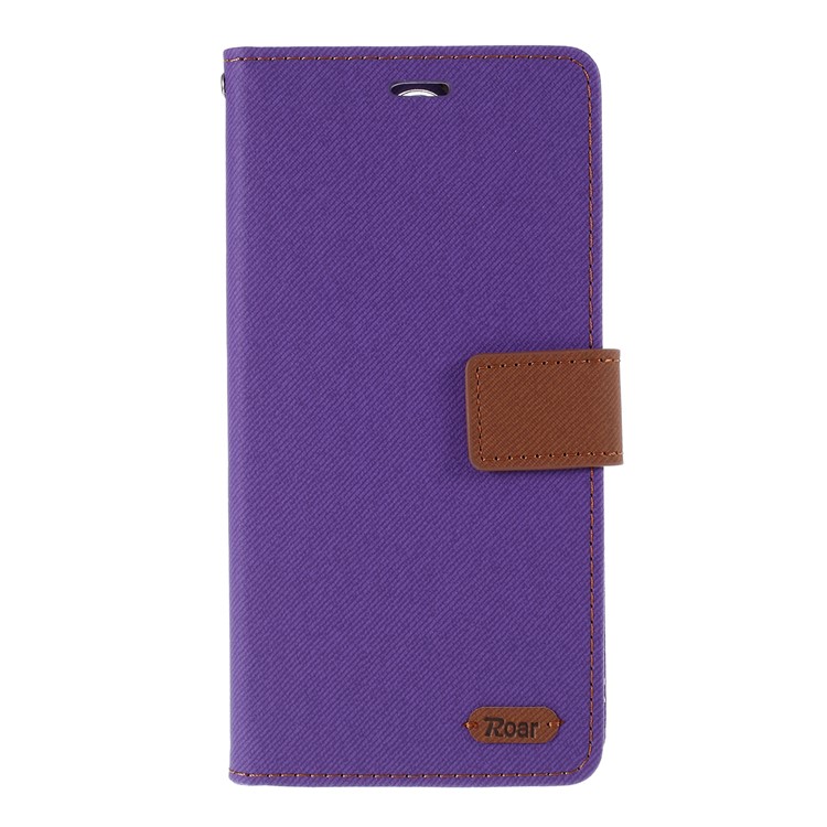 ROAR Twill Skin Wallet Leather Case for Xiaomi Redmi Note 8 Pro - Purple-1