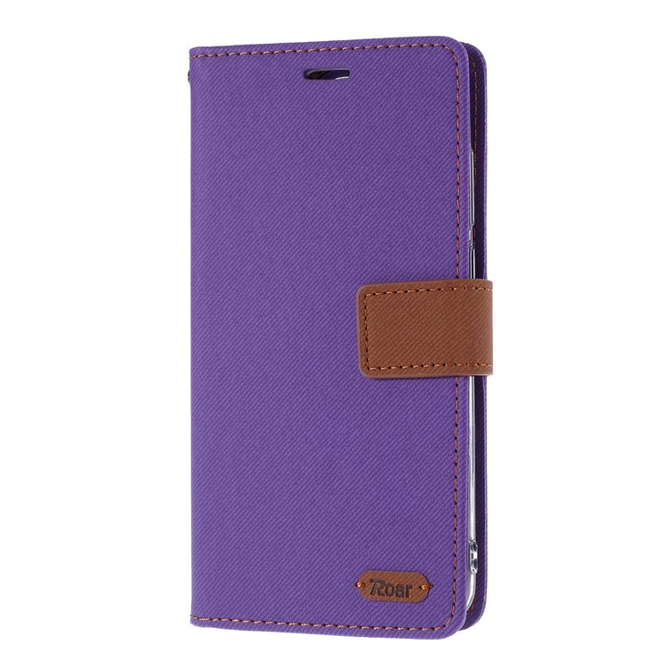 ROAR Twill Skin Wallet Leather Case for Xiaomi Redmi Note 8 Pro - Purple-2