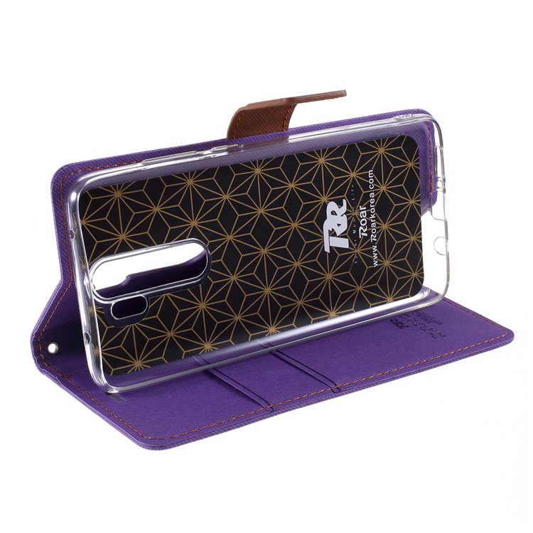 ROAR Twill Skin Wallet Leather Case for Xiaomi Redmi Note 8 Pro - Purple-6