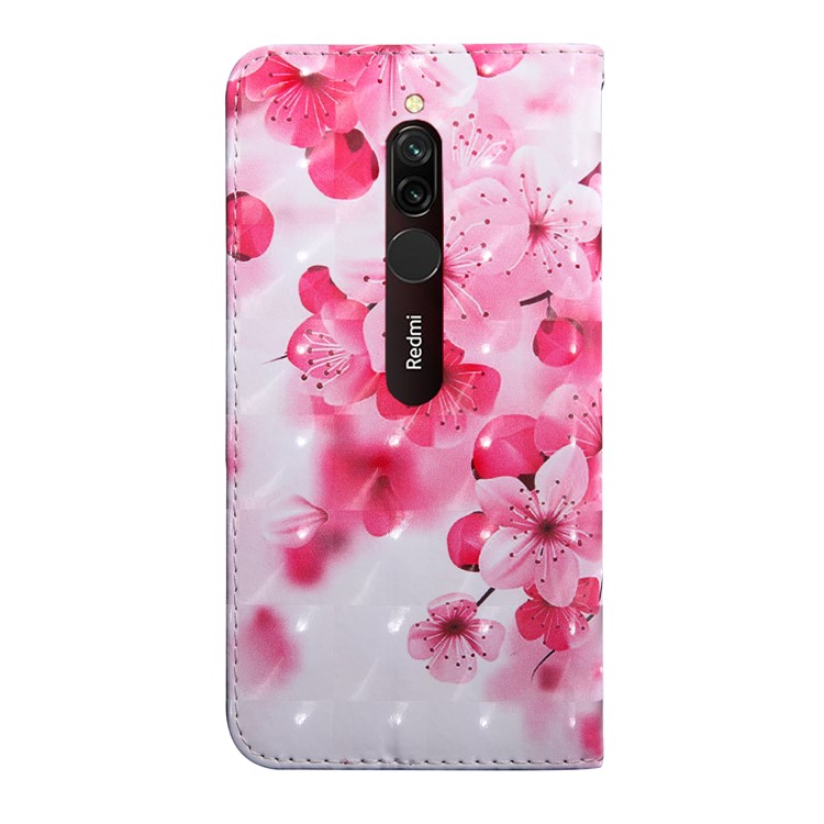 Light Spot Decor Patterned Leather Wallet Phone Cover Stand Casing for Xiaomi Redmi 8 - Plum Blossom-3