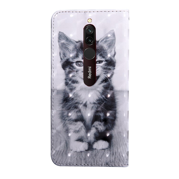 Light Spot Decor Patterned Leather Wallet Phone Cover Stand Casing for Xiaomi Redmi 8 - Cat-3