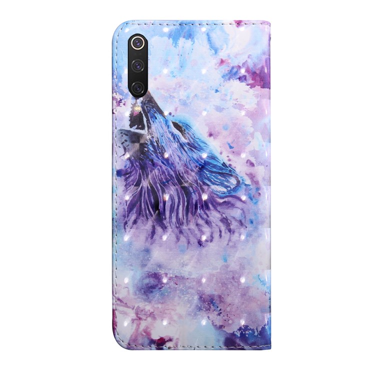 For Xiaomi Mi 9 Pro Light Spot Decor Patterned Leather Wallet Phone Cover Casing - Howling Wolf-3