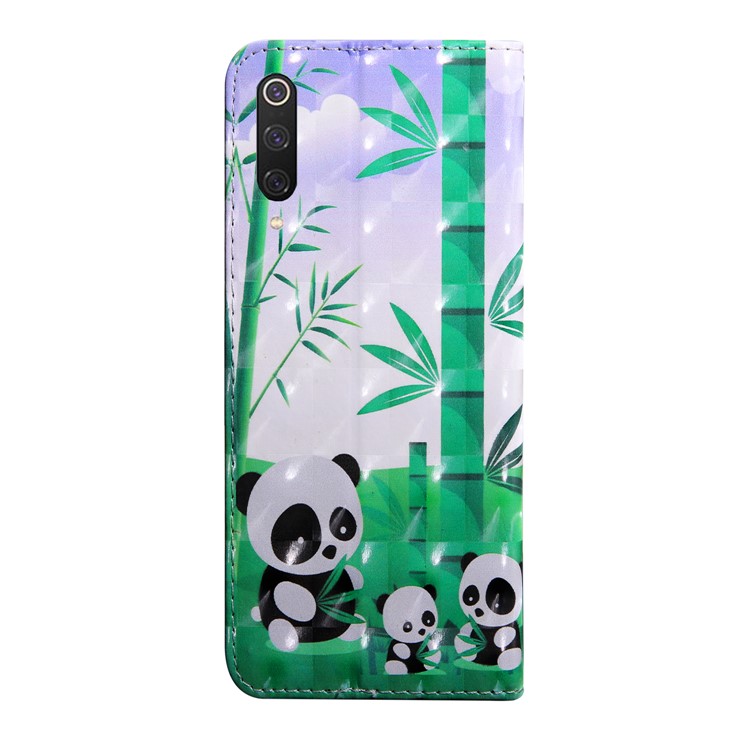 For Xiaomi Mi 9 Pro Light Spot Decor Patterned Leather Wallet Phone Cover Casing - Bamboo and Pandas-3