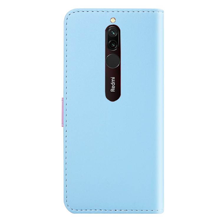 Tricolor PU Leather Wallet Phone Shell Stand Cover for Xiaomi Redmi 8 - Blue/Purple/Grey-3