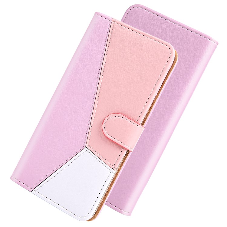 Tricolor PU Leather Wallet Phone Shell Stand Cover for Xiaomi Redmi 8 - Purple/Pink/White-5