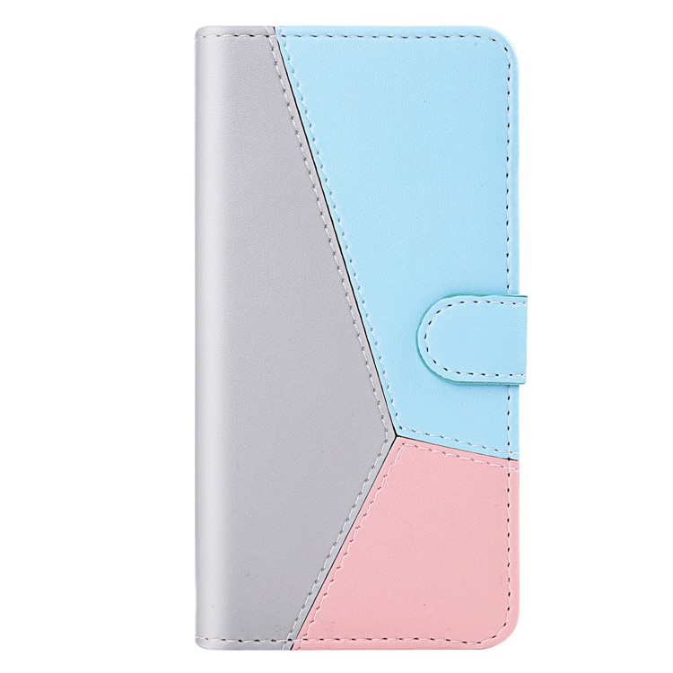 Tricolor PU Leather Wallet Phone Shell Stand Cover for Xiaomi Redmi 8 - Grey/Blue/Pink-2