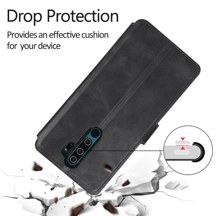 PU Leather + TPU Wallet Stand Phone Shell Covering for Xiaomi Redmi Note 8 Pro - Black-3
