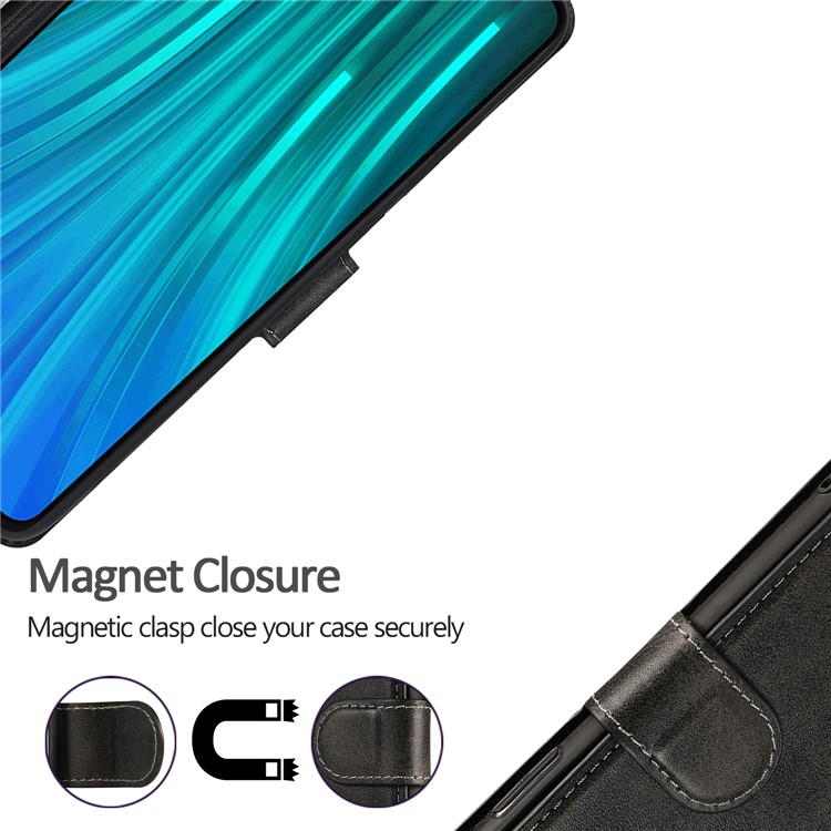 PU Leather + TPU Wallet Stand Phone Shell Covering for Xiaomi Redmi Note 8 Pro - Black-5